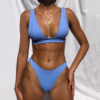 Women Charming Bikini Swimsuit Women Push Up Swimwear Two Piece Bikini Set Solid Color Bathing Suit Swim Suit Female Women Two Piece Bikini Swimsuit Halter Twist Front Bathing Suit Swimwear Stevvex