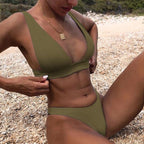 Women Charming Bikini Swimsuit Women Push Up Swimwear Two Piece Bikini Set Solid Color Bathing Suit Swim Suit Female Women Two Piece Bikini Swimsuit Halter Twist Front Bathing Suit Swimwear Stevvex