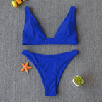 Women Charming Bikini Swimsuit Women Push Up Swimwear Two Piece Bikini Set Solid Color Bathing Suit Swim Suit Female Women Two Piece Bikini Swimsuit Halter Twist Front Bathing Suit Swimwear Stevvex