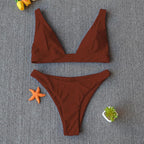 Women Charming Bikini Swimsuit Women Push Up Swimwear Two Piece Bikini Set Solid Color Bathing Suit Swim Suit Female Women Two Piece Bikini Swimsuit Halter Twist Front Bathing Suit Swimwear Stevvex