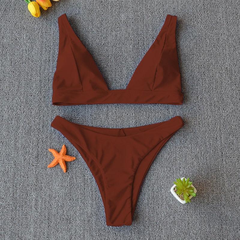 Women Charming Bikini Swimsuit Women Push Up Swimwear Two Piece Bikini Set Solid Color Bathing Suit Swim Suit Female Women Two Piece Bikini Swimsuit Halter Twist Front Bathing Suit Swimwear Stevvex