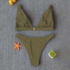 Women Charming Bikini Swimsuit Women Push Up Swimwear Two Piece Bikini Set Solid Color Bathing Suit Swim Suit Female Women Two Piece Bikini Swimsuit Halter Twist Front Bathing Suit Swimwear Stevvex