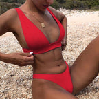 Women Charming Bikini Swimsuit Women Push Up Swimwear Two Piece Bikini Set Solid Color Bathing Suit Swim Suit Female Women Two Piece Bikini Swimsuit Halter Twist Front Bathing Suit Swimwear Stevvex