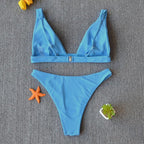 Women Charming Bikini Swimsuit Women Push Up Swimwear Two Piece Bikini Set Solid Color Bathing Suit Swim Suit Female Women Two Piece Bikini Swimsuit Halter Twist Front Bathing Suit Swimwear Stevvex