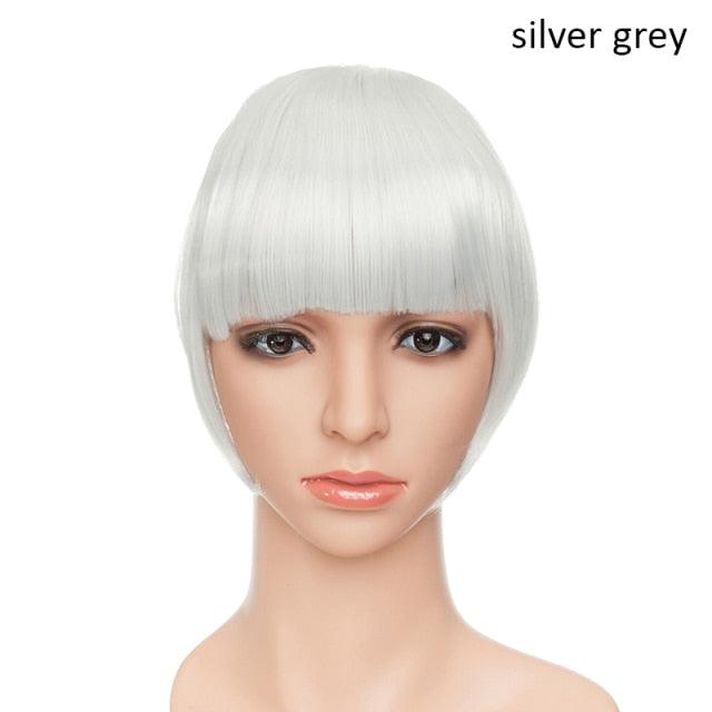 Women Clip In Hair Bangs Hairpiece Clip In Hair Extension Synthetic Hair Extension Blunt Bangs Fake Bangs For Women Flat Neat Bangs With Temples For Women One Piece Hairpiece Stevvex