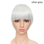 Women Clip In Hair Bangs Hairpiece Clip In Hair Extension Synthetic Hair Extension Blunt Bangs Fake Bangs For Women Flat Neat Bangs With Temples For Women One Piece Hairpiece Stevvex
