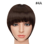 Women Clip In Hair Bangs Hairpiece Clip In Hair Extension Synthetic Hair Extension Blunt Bangs Fake Bangs For Women Flat Neat Bangs With Temples For Women One Piece Hairpiece Stevvex