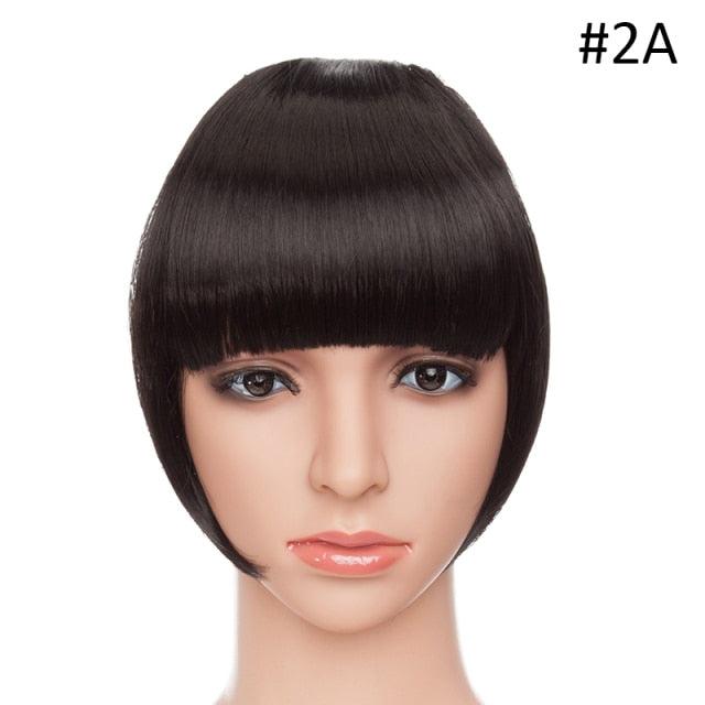 Women Clip In Hair Bangs Hairpiece Clip In Hair Extension Synthetic Hair Extension Blunt Bangs Fake Bangs For Women Flat Neat Bangs With Temples For Women One Piece Hairpiece Stevvex