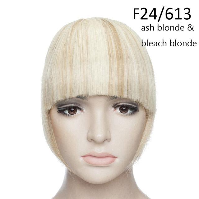 Women Clip In Hair Bangs Hairpiece Clip In Hair Extension Synthetic Hair Extension Blunt Bangs Fake Bangs For Women Flat Neat Bangs With Temples For Women One Piece Hairpiece Stevvex