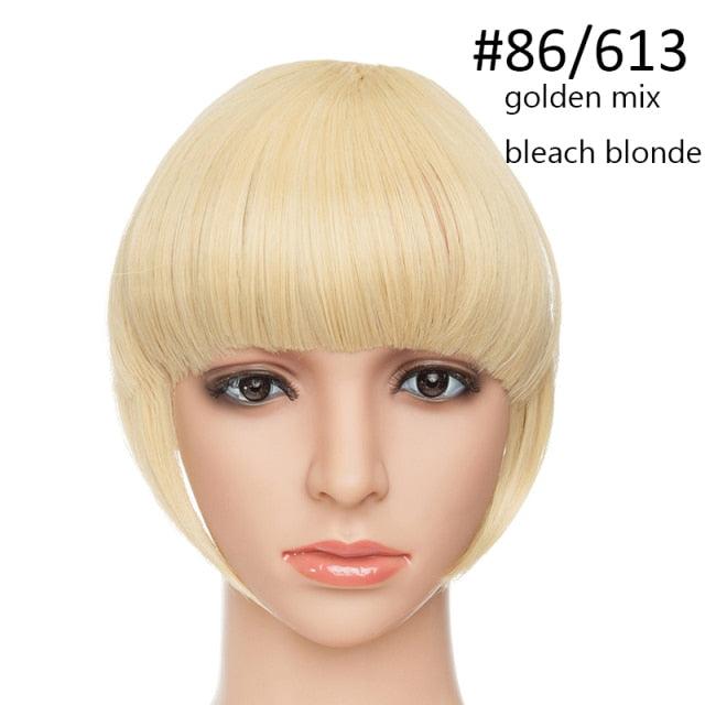 Women Clip In Hair Bangs Hairpiece Clip In Hair Extension Synthetic Hair Extension Blunt Bangs Fake Bangs For Women Flat Neat Bangs With Temples For Women One Piece Hairpiece Stevvex