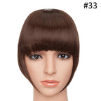 Women Clip In Hair Bangs Hairpiece Clip In Hair Extension Synthetic Hair Extension Blunt Bangs Fake Bangs For Women Flat Neat Bangs With Temples For Women One Piece Hairpiece Stevvex