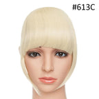 Women Clip In Hair Bangs Hairpiece Clip In Hair Extension Synthetic Hair Extension Blunt Bangs Fake Bangs For Women Flat Neat Bangs With Temples For Women One Piece Hairpiece Stevvex