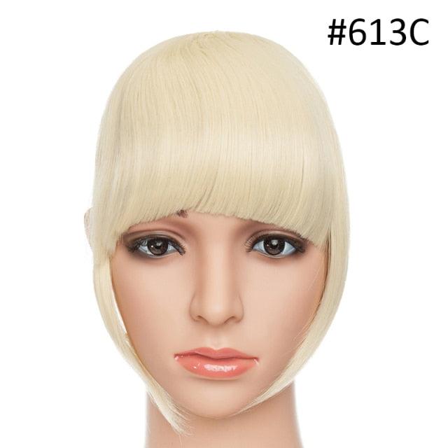 Women Clip In Hair Bangs Hairpiece Clip In Hair Extension Synthetic Hair Extension Blunt Bangs Fake Bangs For Women Flat Neat Bangs With Temples For Women One Piece Hairpiece Stevvex