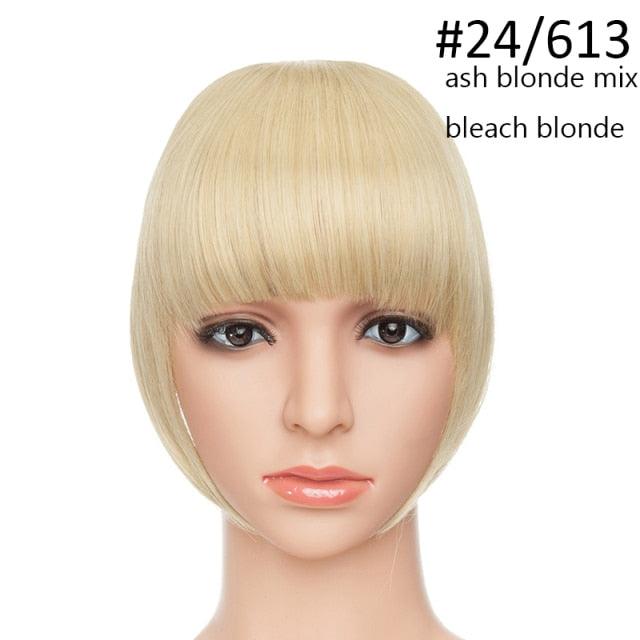 Women Clip In Hair Bangs Hairpiece Clip In Hair Extension Synthetic Hair Extension Blunt Bangs Fake Bangs For Women Flat Neat Bangs With Temples For Women One Piece Hairpiece Stevvex