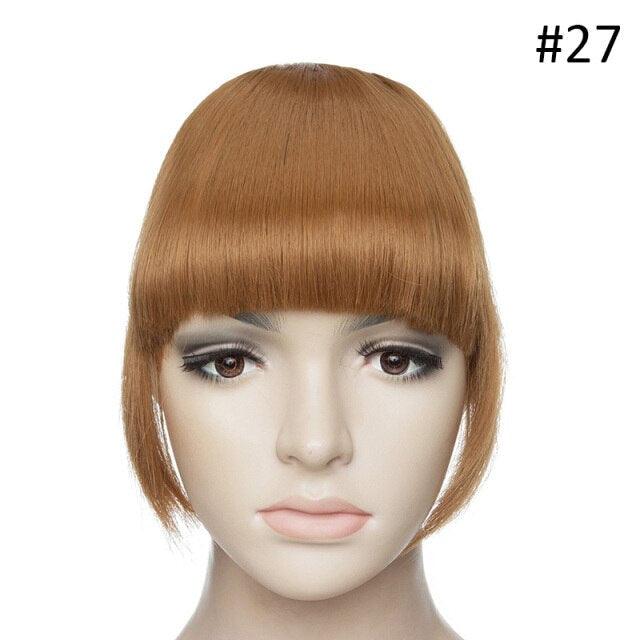 Women Clip In Hair Bangs Hairpiece Clip In Hair Extension Synthetic Hair Extension Blunt Bangs Fake Bangs For Women Flat Neat Bangs With Temples For Women One Piece Hairpiece Stevvex