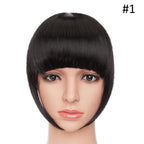 Women Clip In Hair Bangs Hairpiece Clip In Hair Extension Synthetic Hair Extension Blunt Bangs Fake Bangs For Women Flat Neat Bangs With Temples For Women One Piece Hairpiece Stevvex