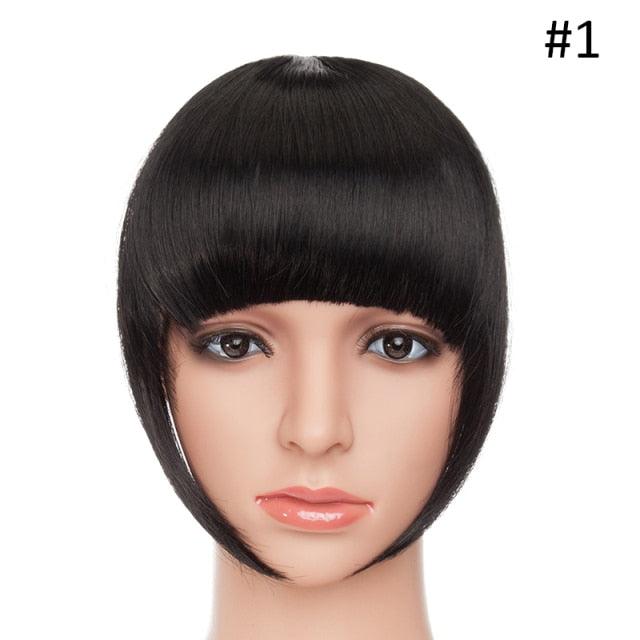 Women Clip In Hair Bangs Hairpiece Clip In Hair Extension Synthetic Hair Extension Blunt Bangs Fake Bangs For Women Flat Neat Bangs With Temples For Women One Piece Hairpiece Stevvex