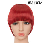Women Clip In Hair Bangs Hairpiece Clip In Hair Extension Synthetic Hair Extension Blunt Bangs Fake Bangs For Women Flat Neat Bangs With Temples For Women One Piece Hairpiece Stevvex