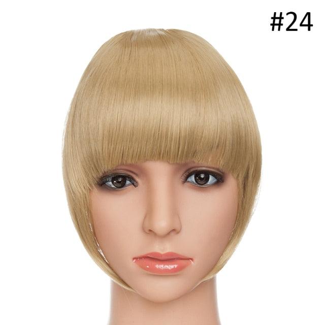 Women Clip In Hair Bangs Hairpiece Clip In Hair Extension Synthetic Hair Extension Blunt Bangs Fake Bangs For Women Flat Neat Bangs With Temples For Women One Piece Hairpiece Stevvex
