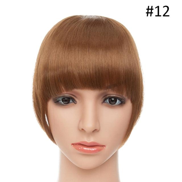 Women Clip In Hair Bangs Hairpiece Clip In Hair Extension Synthetic Hair Extension Blunt Bangs Fake Bangs For Women Flat Neat Bangs With Temples For Women One Piece Hairpiece Stevvex