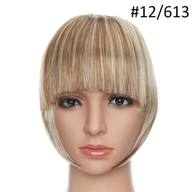 Women Clip In Hair Bangs Hairpiece Clip In Hair Extension Synthetic Hair Extension Blunt Bangs Fake Bangs For Women Flat Neat Bangs With Temples For Women One Piece Hairpiece Stevvex