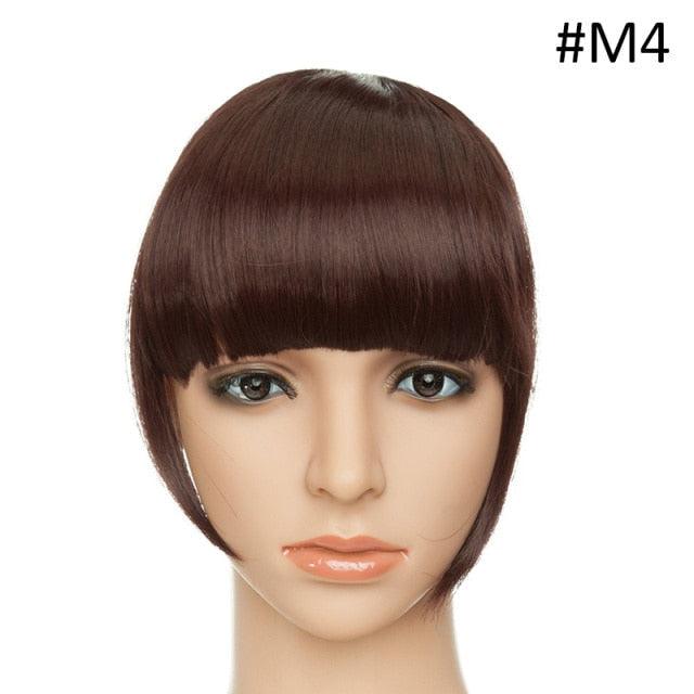 Women Clip In Hair Bangs Hairpiece Clip In Hair Extension Synthetic Hair Extension Blunt Bangs Fake Bangs For Women Flat Neat Bangs With Temples For Women One Piece Hairpiece Stevvex