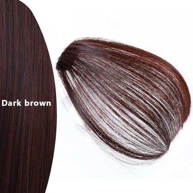 Women Clip In Hair Bangs Hairpiece Synthetic Fake Hair Piece Clip In Hair Extensions Front Natural Flat Neat Fringe Bangs With Temples For Women One Piece Hairpiece Stevvex