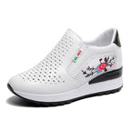 Women Comfortable Casual Shoes Summer Slip On Mixed Colors Increasing Height Sneakers Fashion High Top Hidden Heel Shoes Casual Platform Ankle Boots