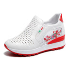 Women Comfortable Casual Shoes Summer Slip On Mixed Colors Increasing Height Sneakers Fashion High Top Hidden Heel Shoes Casual Platform Ankle Boots