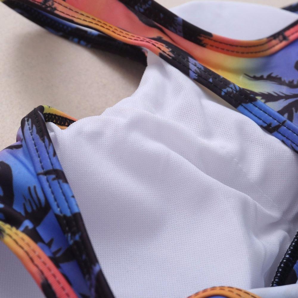 Women Crop Top Swimsuit High Waist Shorts Floral Bikini Beach Swimwear Beachwear New  Women's Halter High Waist Bikini Two Piece Swimsuits Matching Soft Bathing Suits Stevvex