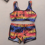 Women Crop Top Swimsuit High Waist Shorts Floral Bikini Beach Swimwear Beachwear New  Women's Halter High Waist Bikini Two Piece Swimsuits Matching Soft Bathing Suits Stevvex