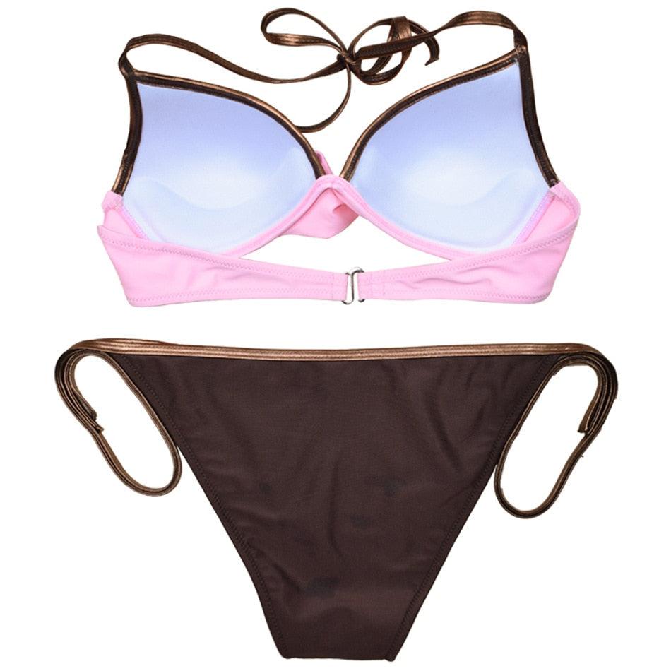 Women Cute Large Swimsuits Push Up Bikini Women Triangle Push Up Bikini Set Molded Bra Swimsuit  Women's Plus Size Swimwear Beach Wear  Bikinis Female Bathing Suit Swimming Suits Stevvex