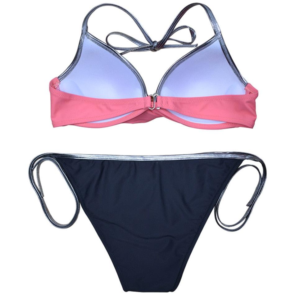 Women Cute Large Swimsuits Push Up Bikini Women Triangle Push Up Bikini Set Molded Bra Swimsuit  Women's Plus Size Swimwear Beach Wear  Bikinis Female Bathing Suit Swimming Suits Stevvex
