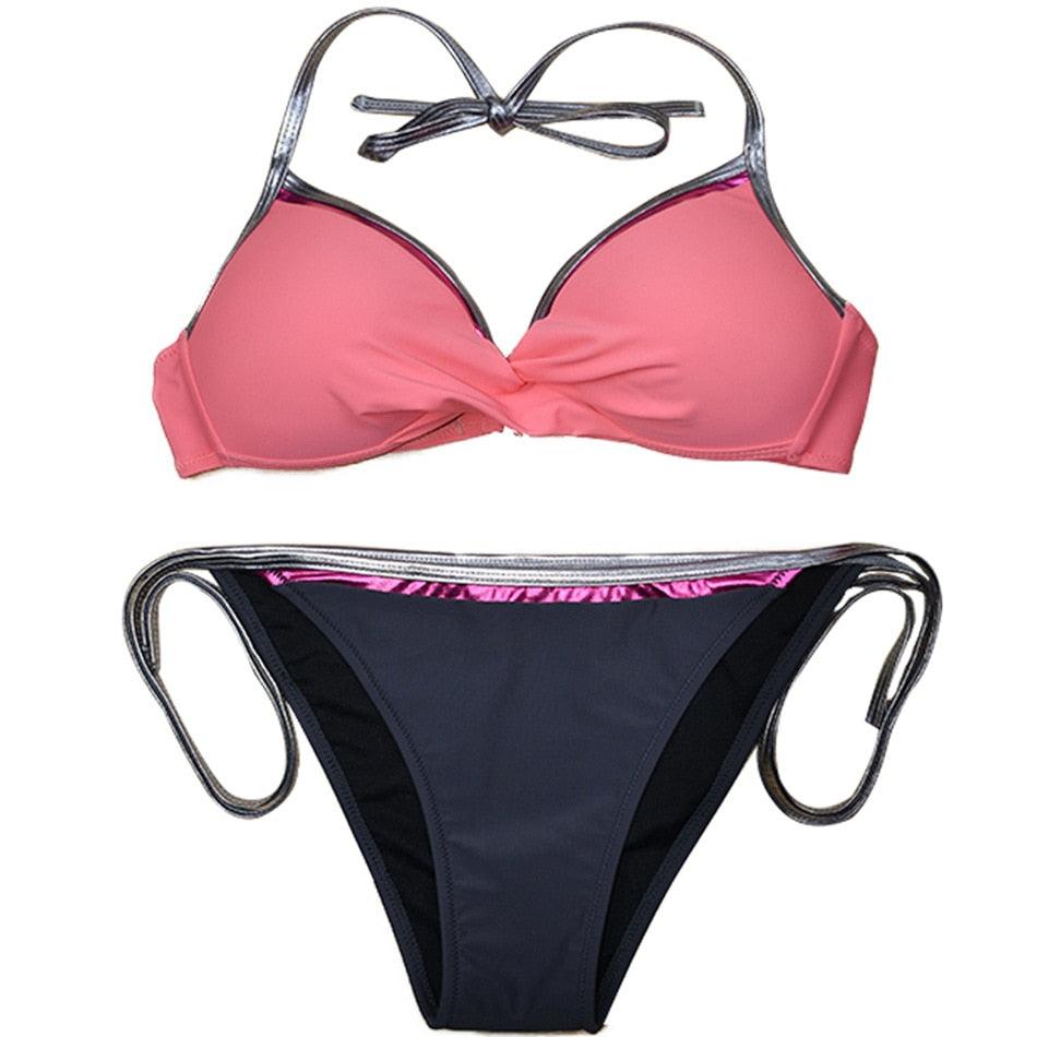Women Cute Large Swimsuits Push Up Bikini Women Triangle Push Up Bikini Set Molded Bra Swimsuit  Women's Plus Size Swimwear Beach Wear  Bikinis Female Bathing Suit Swimming Suits Stevvex
