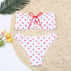 Women Dot Bikini Women Two Piece Swimsuit Women's Bikini Set Swimsuit Micro Strapless 2 Piece Bathing Suit Tie Side Bikini Bottoms Push Up Swimwear Bathing Suit Beach Wear Swimming Suit Stevvex