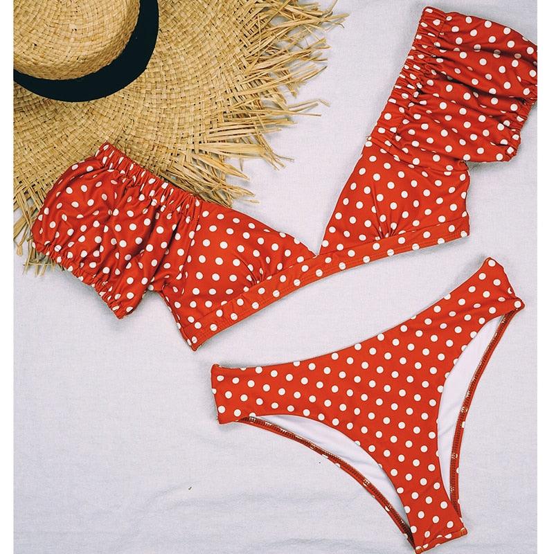 Women Dot Bikini Women Two Piece Swimsuit Women's Bikini Set Swimsuit Micro Strapless 2 Piece Bathing Suit Tie Side Bikini Bottoms Push Up Swimwear Bathing Suit Beach Wear Swimming Suit Stevvex