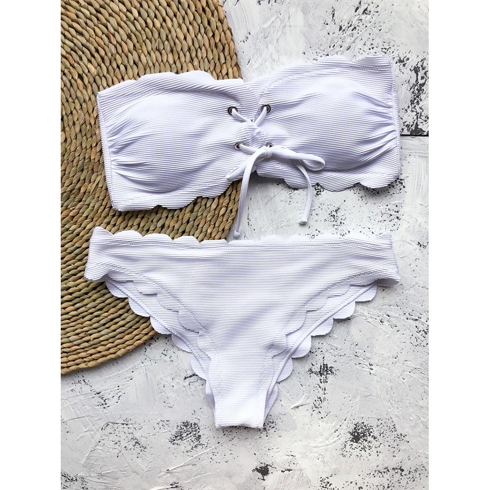 Women Dot Bikini Women Two Piece Swimsuit Women's Bikini Set Swimsuit Micro Strapless 2 Piece Bathing Suit Tie Side Bikini Bottoms Push Up Swimwear Bathing Suit Beach Wear Swimming Suit Stevvex