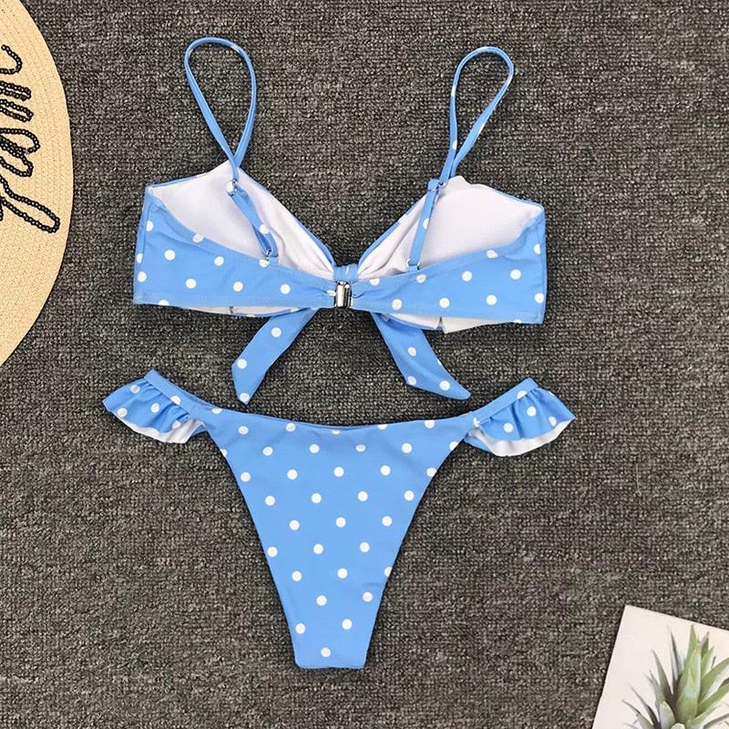 Women Dot Bikini Women Two Piece Swimsuit Women's Bikini Set Swimsuit Micro Strapless 2 Piece Bathing Suit Tie Side Bikini Bottoms Push Up Swimwear Bathing Suit Beach Wear Swimming Suit Stevvex