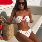 Women Dot Bikini Women Two Piece Swimsuit Women's Bikini Set Swimsuit Micro Strapless 2 Piece Bathing Suit Tie Side Bikini Bottoms Push Up Swimwear Bathing Suit Beach Wear Swimming Suit Stevvex