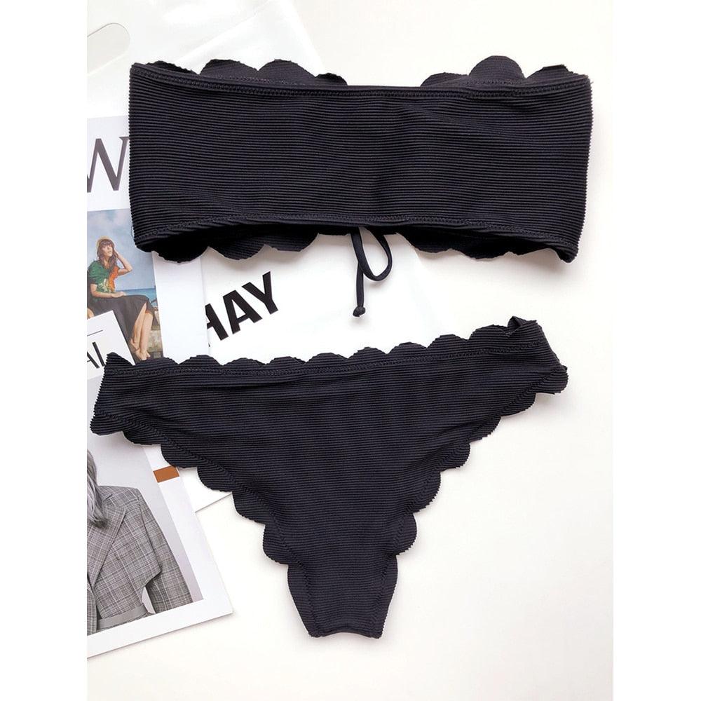 Women Dot Bikini Women Two Piece Swimsuit Women's Bikini Set Swimsuit Micro Strapless 2 Piece Bathing Suit Tie Side Bikini Bottoms Push Up Swimwear Bathing Suit Beach Wear Swimming Suit Stevvex