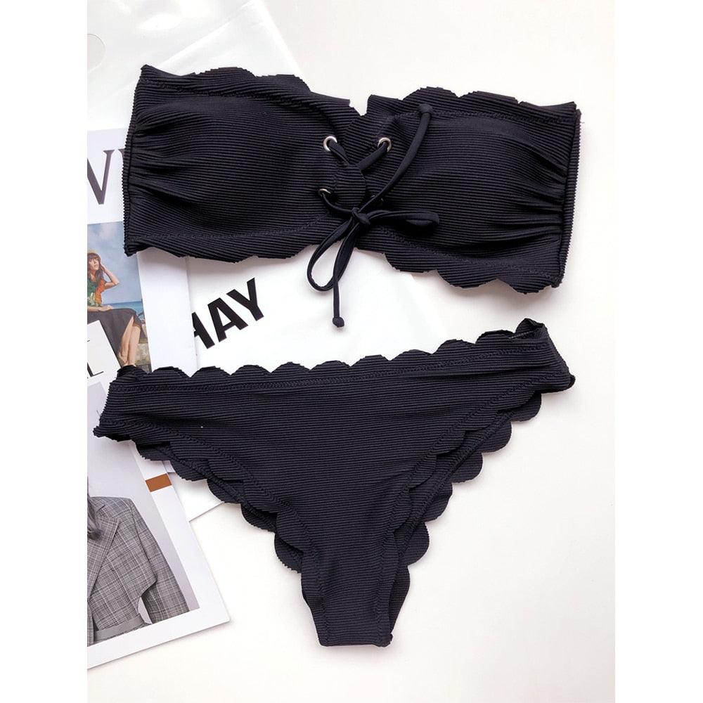 Women Dot Bikini Women Two Piece Swimsuit Women's Bikini Set Swimsuit Micro Strapless 2 Piece Bathing Suit Tie Side Bikini Bottoms Push Up Swimwear Bathing Suit Beach Wear Swimming Suit Stevvex