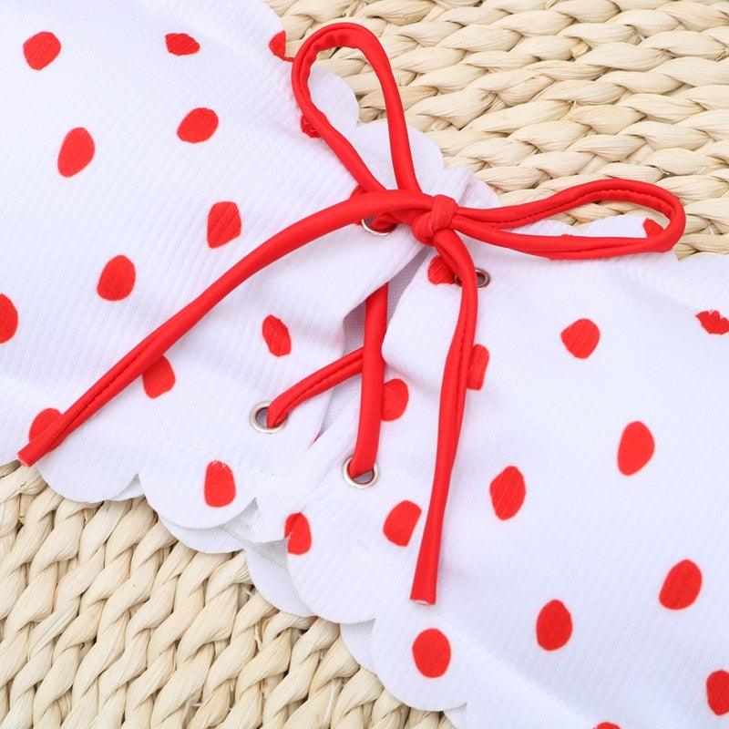 Women Dot Bikini Women Two Piece Swimsuit Women's Bikini Set Swimsuit Micro Strapless 2 Piece Bathing Suit Tie Side Bikini Bottoms Push Up Swimwear Bathing Suit Beach Wear Swimming Suit Stevvex