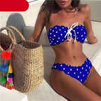Women Dot Bikini Women Two Piece Swimsuit Women's Bikini Set Swimsuit Micro Strapless 2 Piece Bathing Suit Tie Side Bikini Bottoms Push Up Swimwear Bathing Suit Beach Wear Swimming Suit Stevvex