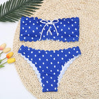 Women Dot Bikini Women Two Piece Swimsuit Women's Bikini Set Swimsuit Micro Strapless 2 Piece Bathing Suit Tie Side Bikini Bottoms Push Up Swimwear Bathing Suit Beach Wear Swimming Suit Stevvex