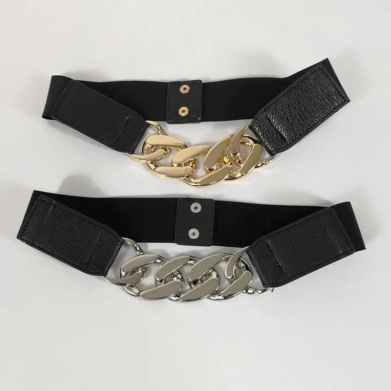 Women Elegant Elastic Stretch Wide Dress Belt  Big Chain Waistbands For Women Luxury Party Belts For Dresses Stevvex