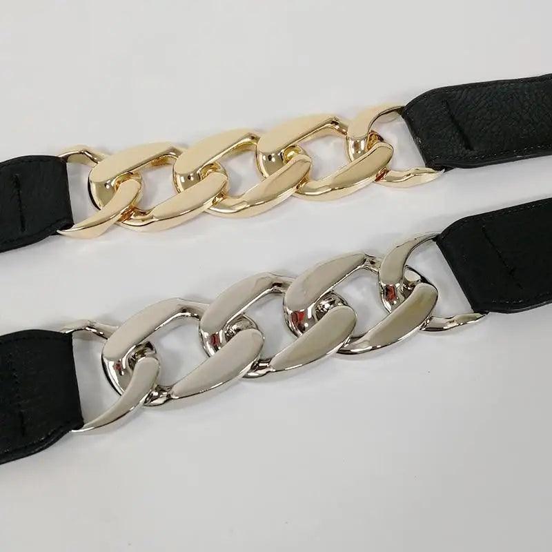 Women Elegant Elastic Stretch Wide Dress Belt  Big Chain Waistbands For Women Luxury Party Belts For Dresses Stevvex