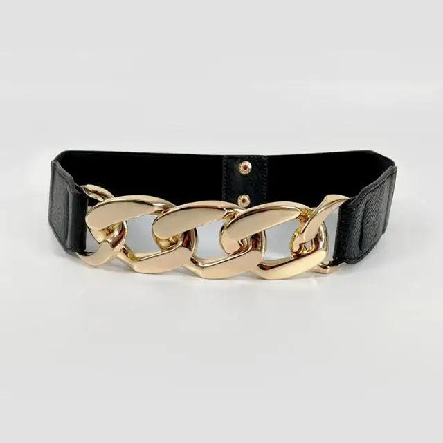 Women Elegant Elastic Stretch Wide Dress Belt  Big Chain Waistbands For Women Luxury Party Belts For Dresses Stevvex
