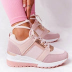 Women Elegant Sneakers Thick Bottom Women Casual Shoes Athletic Road Running Mesh Breathable Casual Sneakers Lace Up Comfort Sports Sneakers
