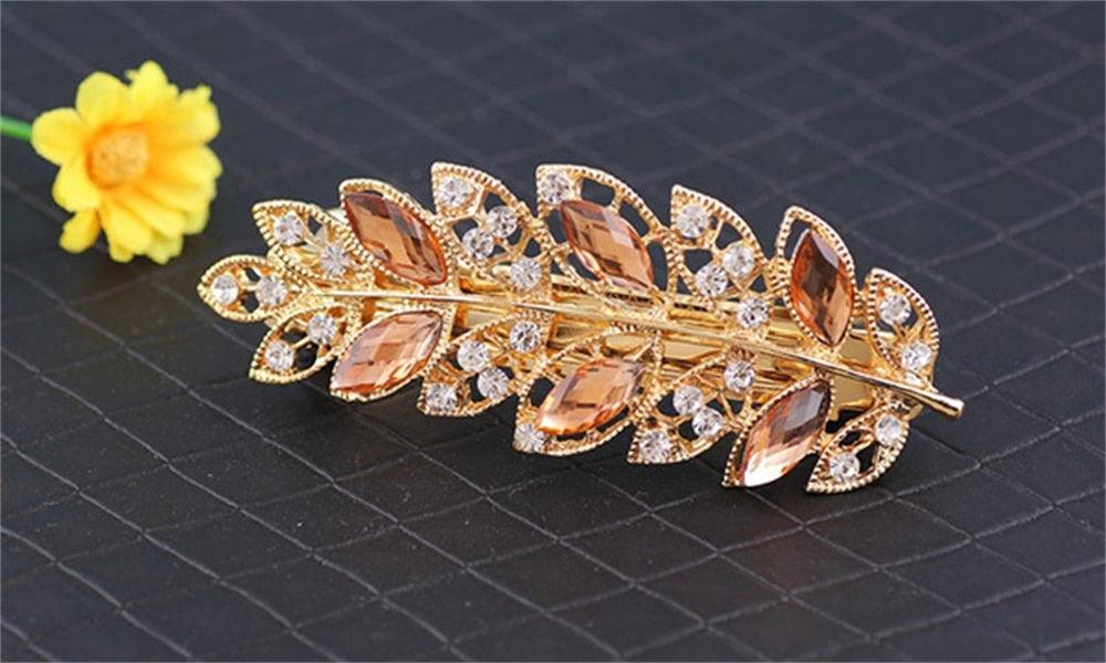Women Fashion Rhinestone Horsetail Hairpin Spring Clip Ladies Luxury Jewelry Crystal Side Clip Gorgeous Ponytail Holder Hair Accessories For Women Stevvex