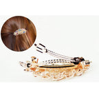 Women Fashion Rhinestone Horsetail Hairpin Spring Clip Ladies Luxury Jewelry Crystal Side Clip Gorgeous Ponytail Holder Hair Accessories For Women Stevvex